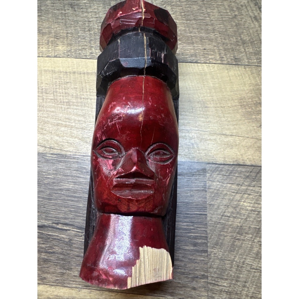 Vintage Jamaican Hand Carved Wood FIGURINES of Woman 9" Tall